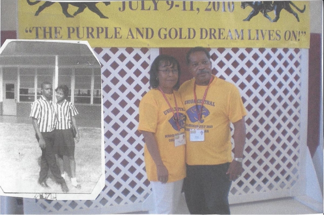 Left: 1965 photo of Charles & Dorothy Gray Hearns in front of UC Cafeteria.  Right:  At 2010 Class Reunion. 