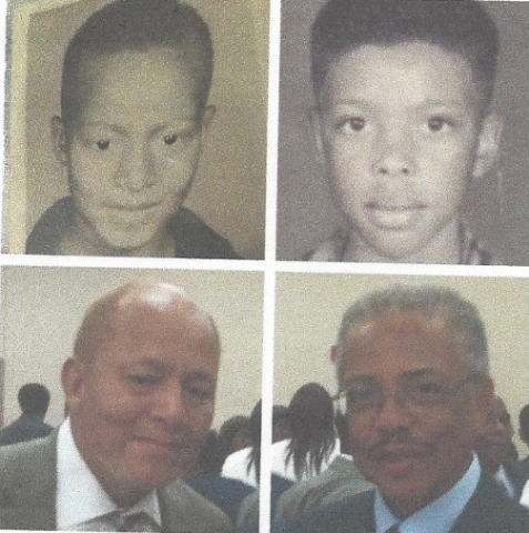 BEST FRIENDS FOREVER - Above: (Left to Right) Samuel Charles Wiley & Willie Wooten 4th grade school picture.  Below: Charles & Willie at 2010 Reunion.