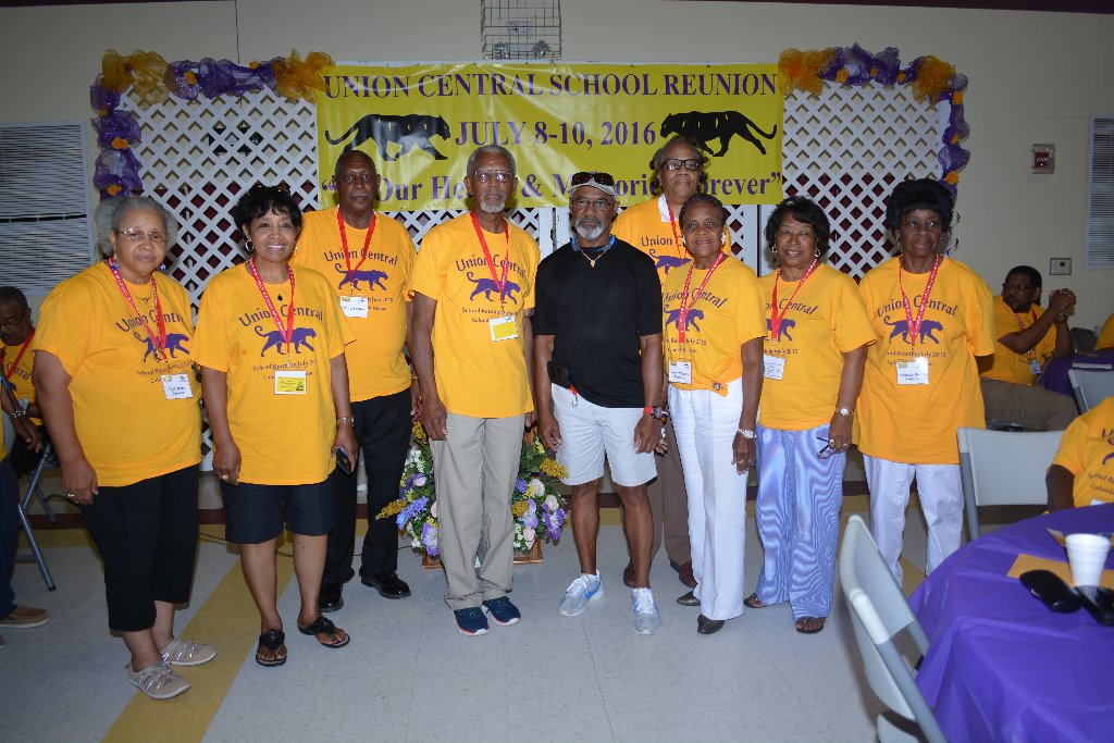 Former UC Teachers (left to right) Ruth Miles Casnave, Melva Davis Guillory, Henry Haynes, John Smith, Johnny McCaa, Dorthy Brown Yearby, Betty Williams Robinson, Fannie Simmons & Clothilde Burton Kaufman.